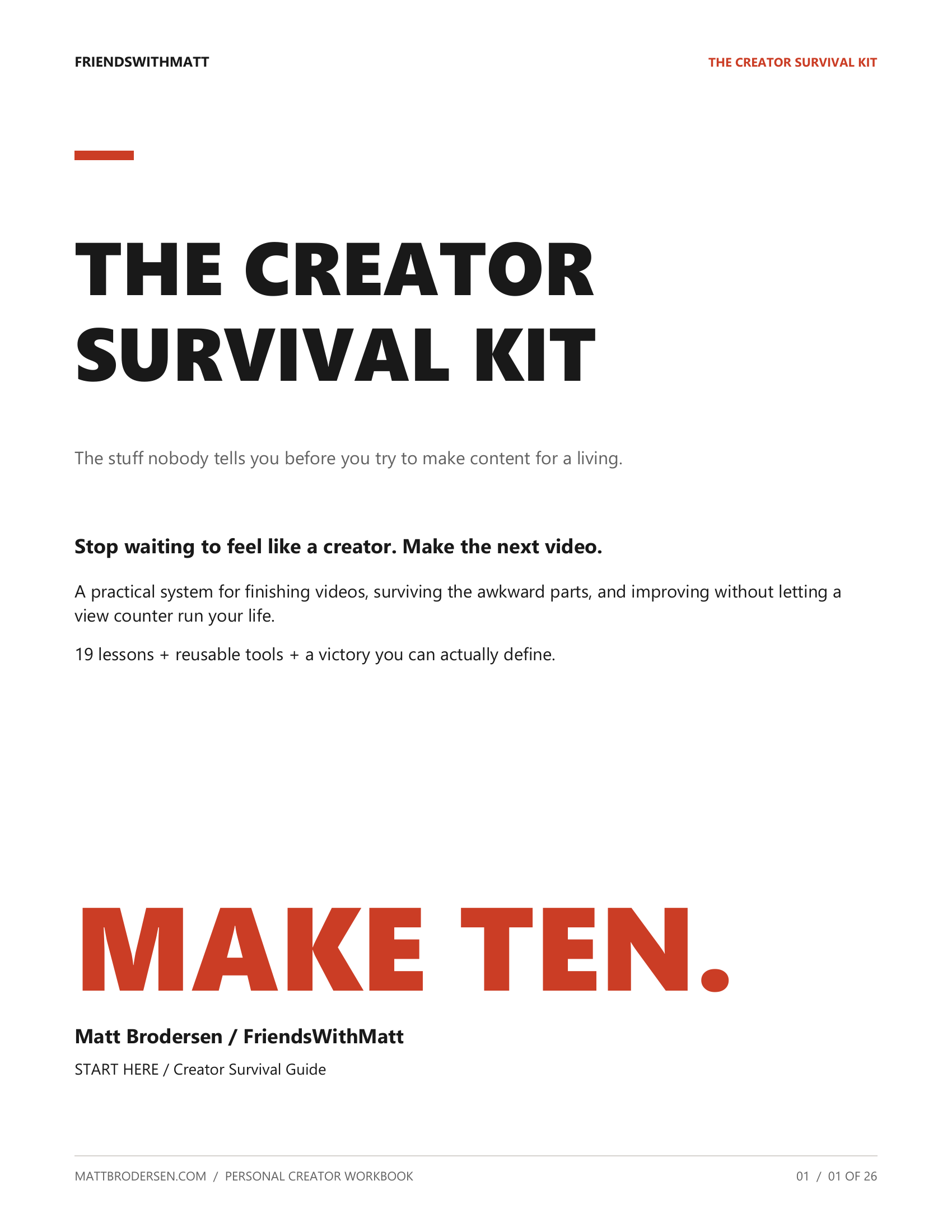 The Creator Survival Kit by Matt Brodersen, featuring the Make Ten cover